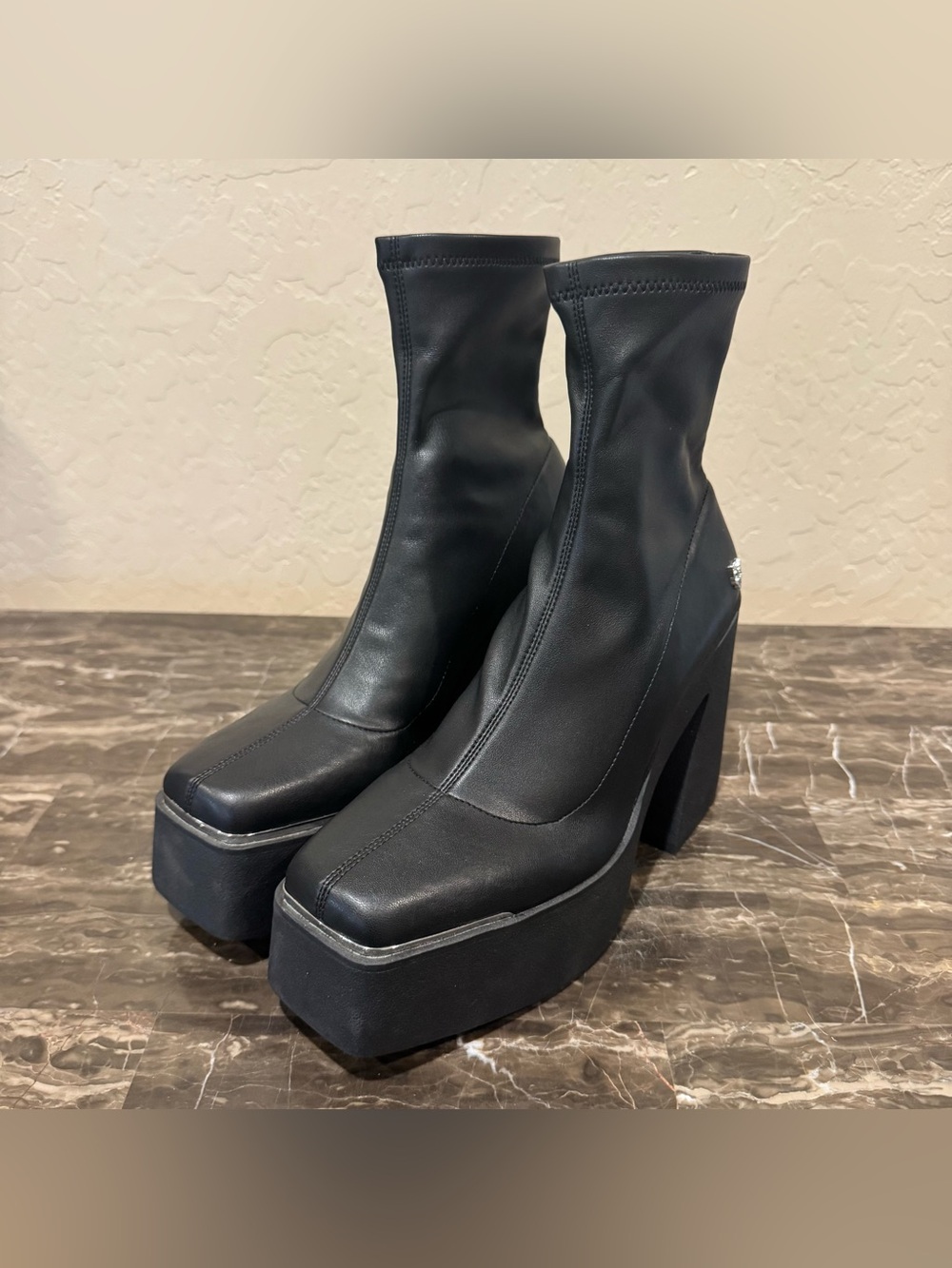 Naked Wolfe Illuminate Faux Leather Sock Platform Boots - Picture 3 of 14